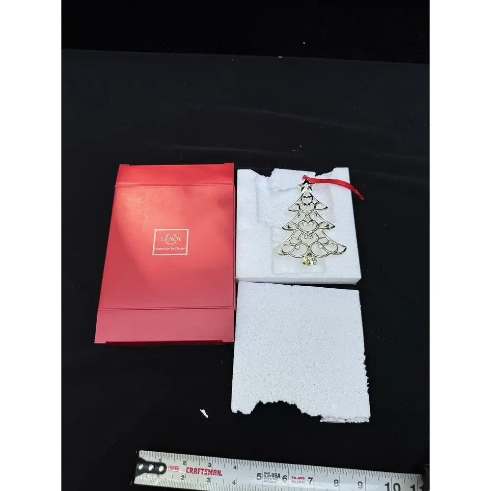 Lenox Sparkle And Scroll SILVERPLATED JEWELED Christmas Tree Ornament MIB -S1T